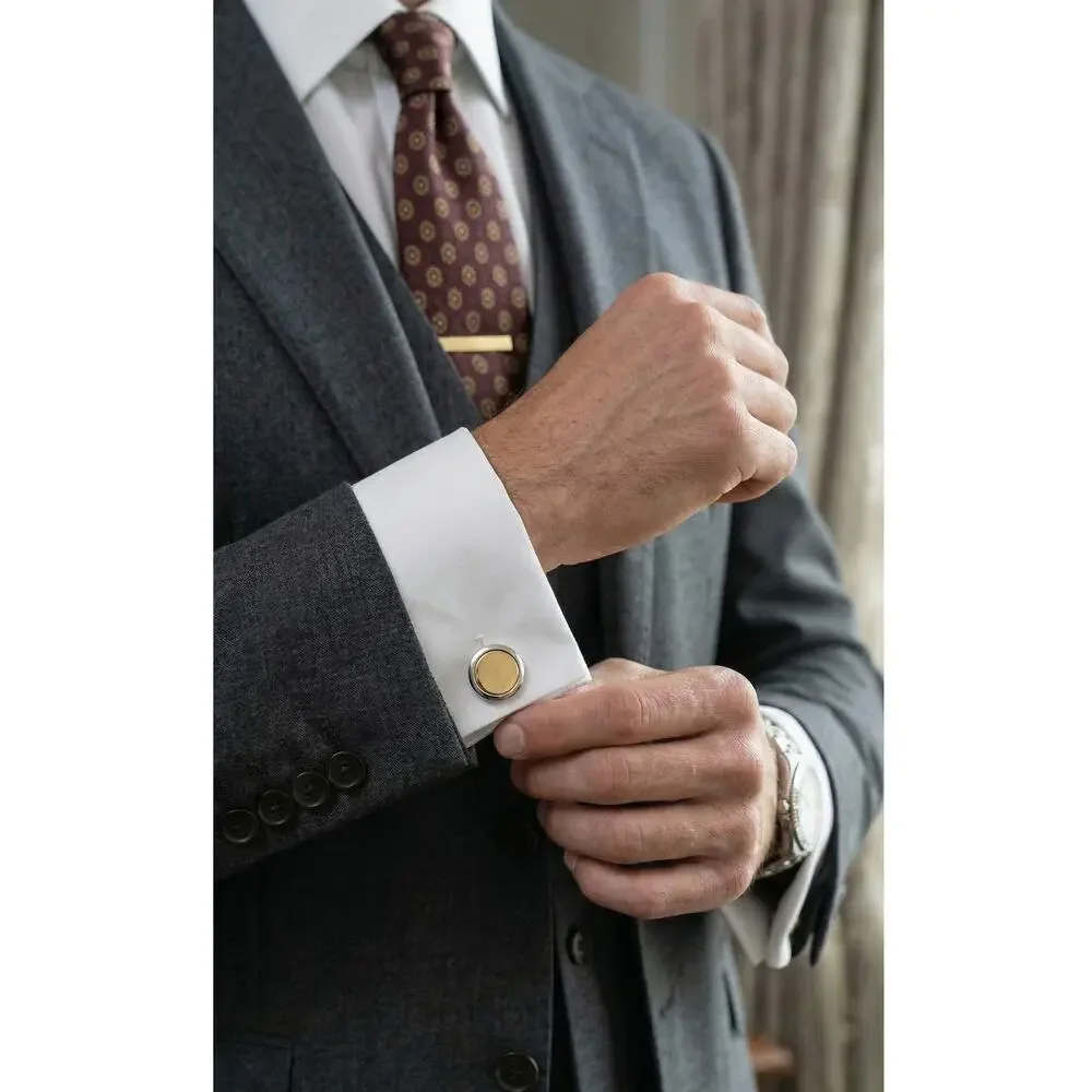 Christian Dior Gold Tone Sterling Silver 925 Round Cufflinks Signed $650